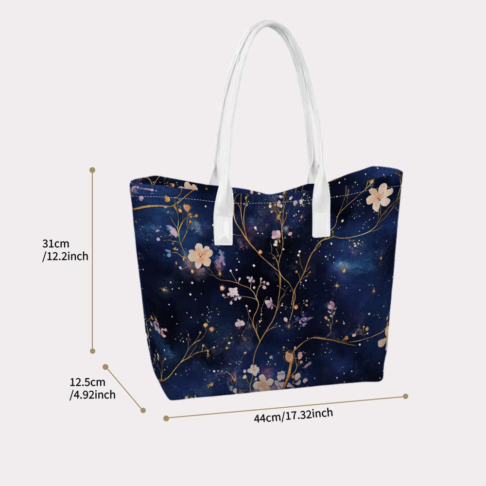 Floral Print Tote Bag Daily Commute Shoulder Bag Elegant Casual Purse