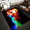 "Soccer Ball Carpet with Fiery Rainbow Flame Design - Modern Style" Suitable for Use As an Anti-slip for Living Room Bedroom Sofas