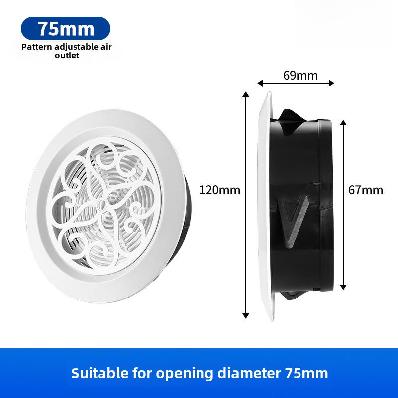 Universal Adjustable ABS Air Vent with Slanted Louvers for Indoor Ventilation and Exhaust.