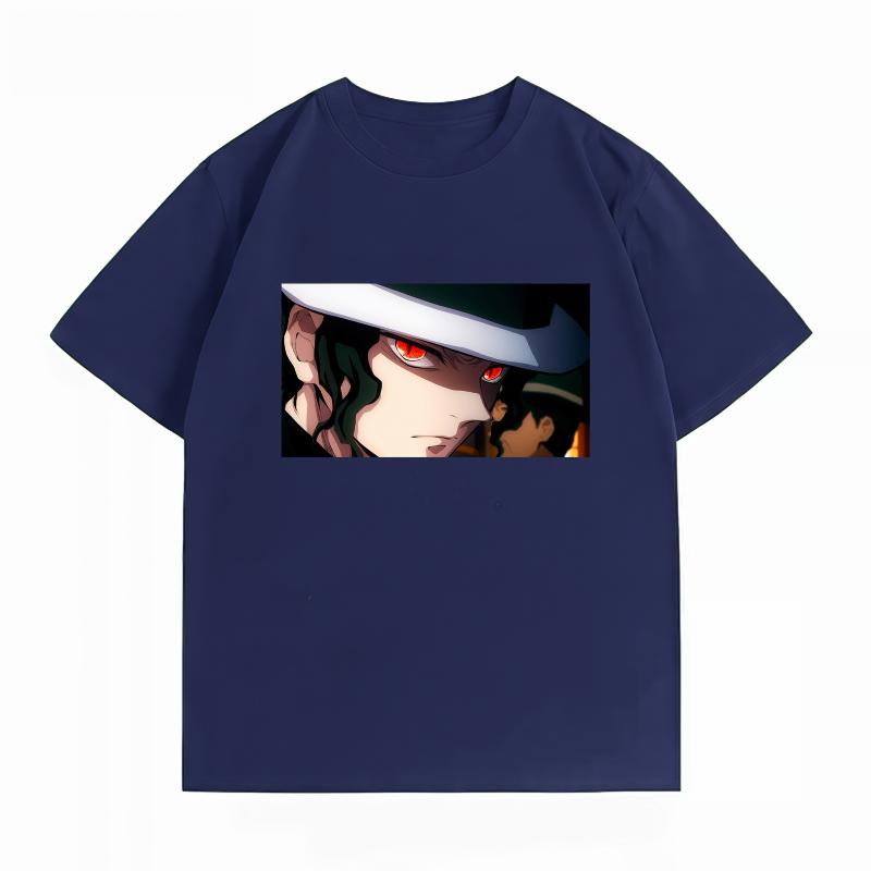 Demon Slayer Muzan Kibutsuji CloseUp Print Tshirt Casual Short Sleeve Cotton Anime Streetwear Unisexs Tshirt