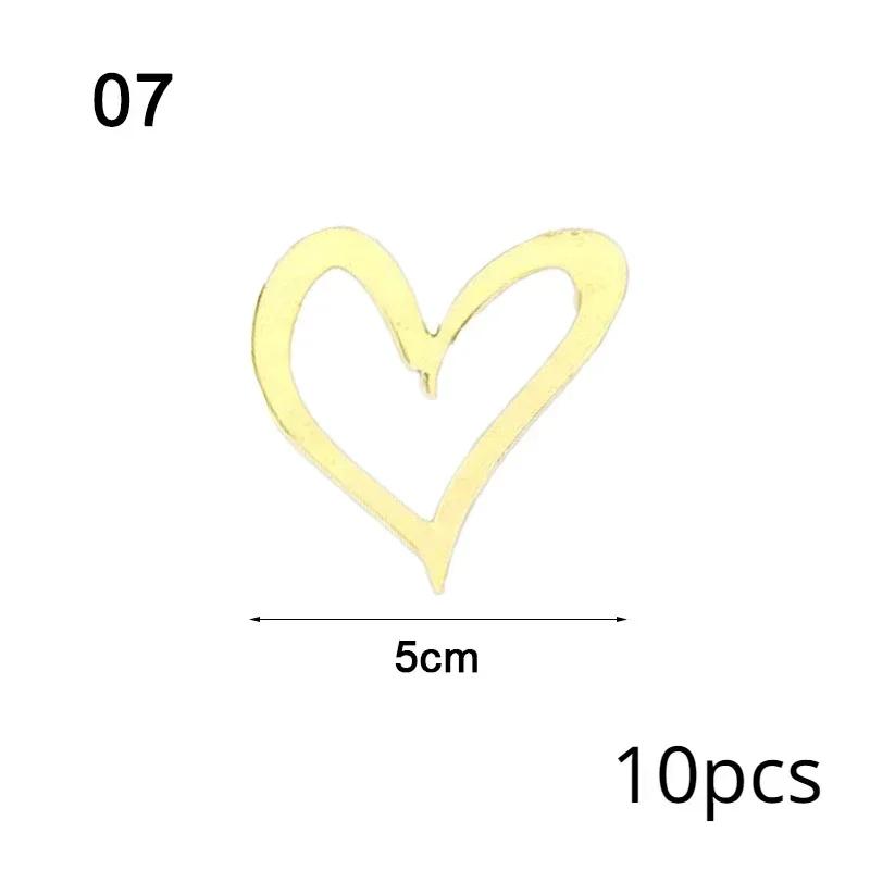 10Pcs Golden Heart Acrylic Cake Topper Valentine's Day Cupcake Decorations Anniversary Wedding Party Cake Toppers Kitchen Tools