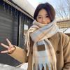 Red scarf women's winter Korean atmosphere 2025 new plaid couple warm thickened shawl scarf neck protection