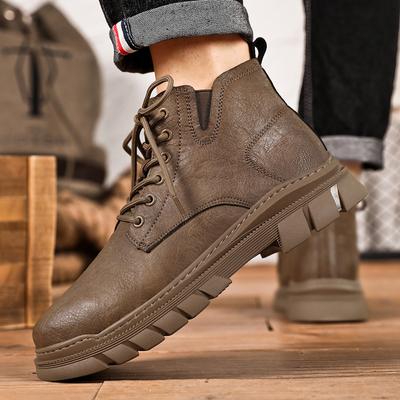Herren Rundkopf High-Top Lederschuhe Trendiger und vielseitiger Stil Outdoor Motorrad Freizeit Business täglich Büro Herrenstiefel