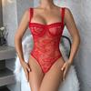 Erotische Dessous Damen-Body, sexy Spitzen-Blumen-Body mit bequemer Passform