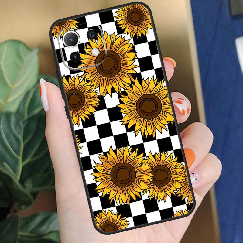 

Checkerboard Sunflower Case For Xiaomi 15 14 Ultra 13T 14T 15T Pro 17 Pro Max POCO X7 X5 X6 F5 F6 F7 F8 Pro Coque Xiaomi 14 Ultra