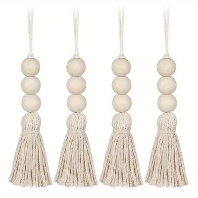 4 st Bomullstofs Pärlor Hängande Naturträpärlor Hängande Ornament Garderobsdörrhandtag Vaser Neutral Neutral Hemdekorationer