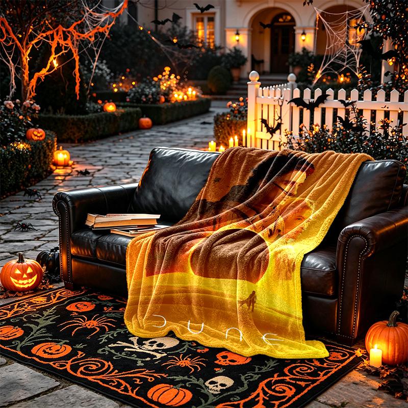 [1pc Dune Desert Figure Blanket] All-Season Blanket - Cozy Blanket for Sofa Couch Home Decoration, Digital Printed Nap Blanket