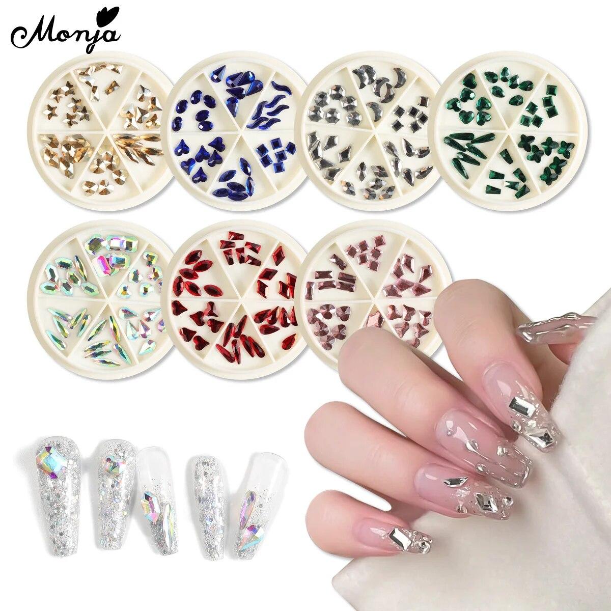 

Monja 36 шт. стразы 3D дизайн ногтей кристаллы с плоским дном ювелирные изделия сердце нерегулярные квадратные бриллианты аксессуары для украшения маникюра