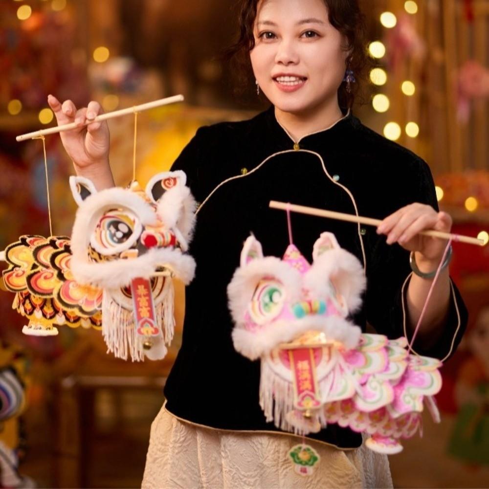 Ancient Lion Dance Lantern 2026 New Year Luminous Lantern Handmade Lantern Spring Festival