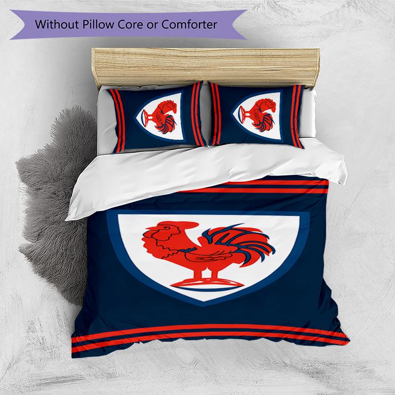 Sydney Roosters Printed 3PCS Bedding Set Soft Breathable Duvet Cover Pillowcases Set Washable Bedroom Decor Home Gift