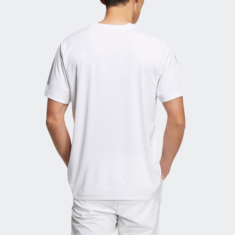 Adidas Aeroready Core T-Shirt With Striped Cuffs Casual Breathable Crew Neck Short Sleeve Men Tops White HS9040