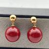 Women Elegant Gold Big Round Pearl Drop Ear Studs Fashion Daily Wedding Jewelry