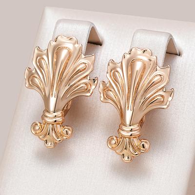 Boucles d'oreilles pendantes brillantes mode pour femmes Couleur or rose Motif ethnique simple Haute qualité Bijoux fins quotidiens