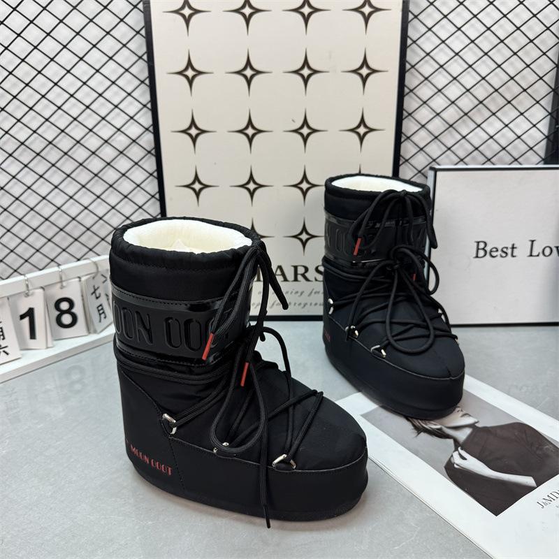 Waterproof version of moon snow boots women's winter new medium and high tube lace-up cotton shoes non-slip warm ski shoes