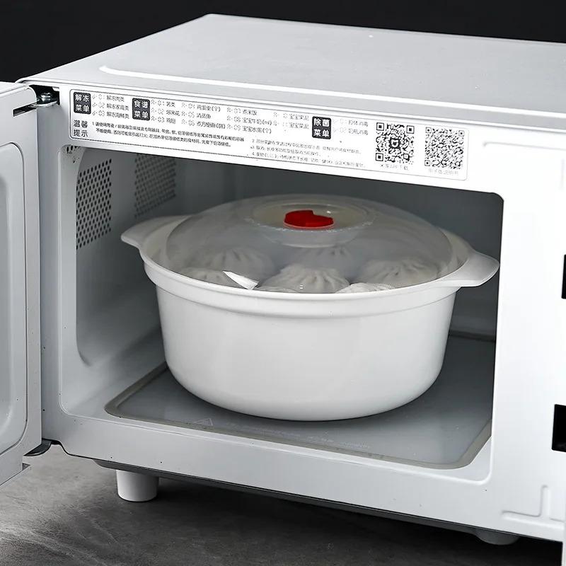 Microwave Oven Special Box Household Plastic Heating Fresh Keepeing Box with Lid Steamed Bun Instant Noodles Kitchen Bowl