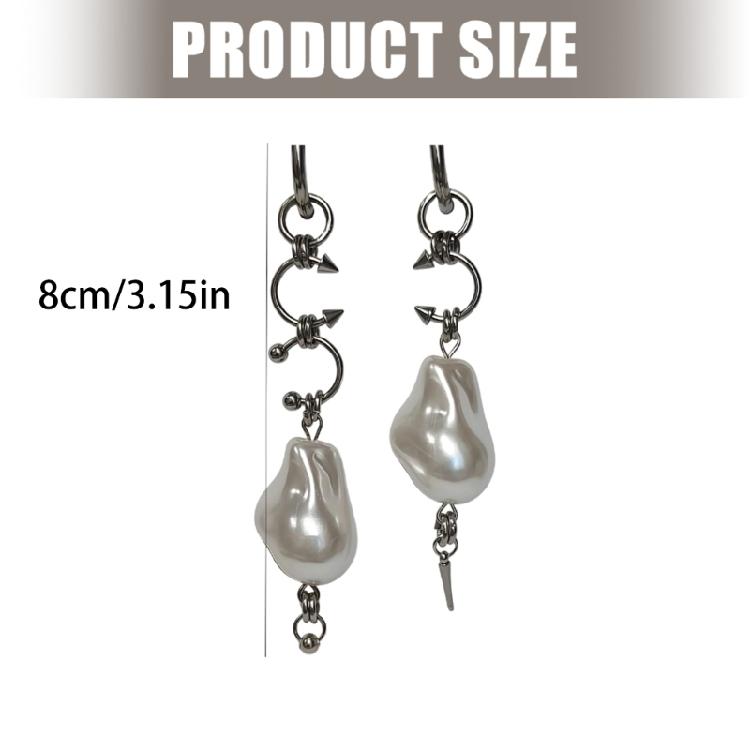 Natural Beauty Baroque Pearls Asymmetric Earrings Featuring Spikes Accents Perfect for Daily Use In Sturdy Alloy