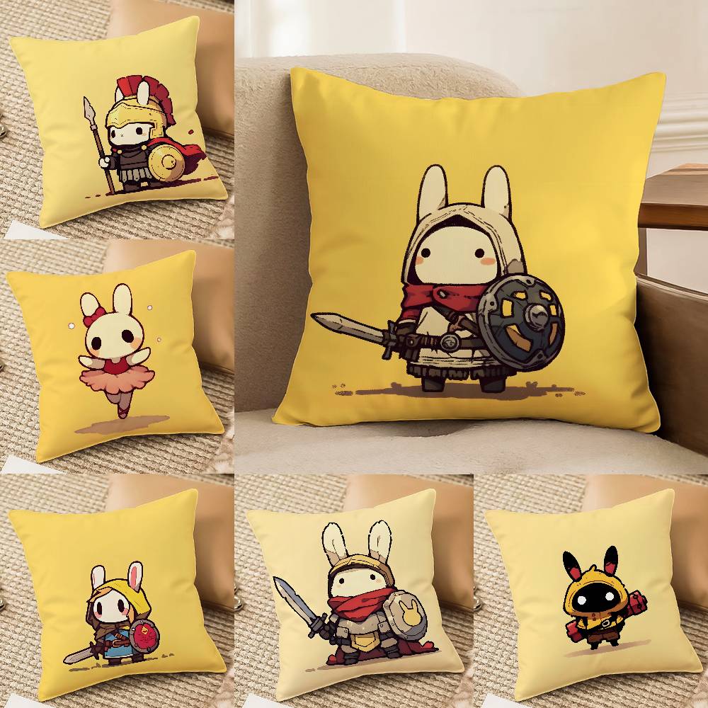 Cute Rabbit Dresses Pillow Case Comfort Sofa Bed Silky Elegant Invisible Zipper Decorative Cushion Cover