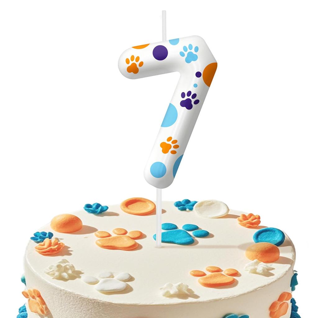 Blue Dog Paw Number0-9 Birthday Candle for Boys Girls - Cake Decorations, Dog Lovers Themed Party Decor Kids Party Supplies