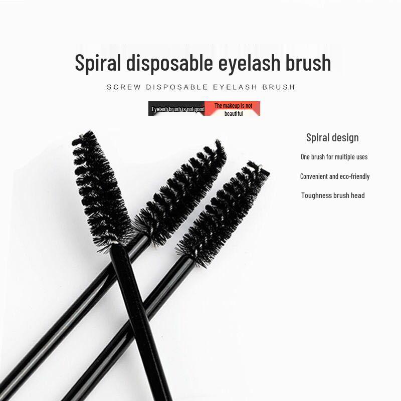 Portable Disposable Eyelash & Eyebrow Brush Set with Fine Tip and Spiral Comb