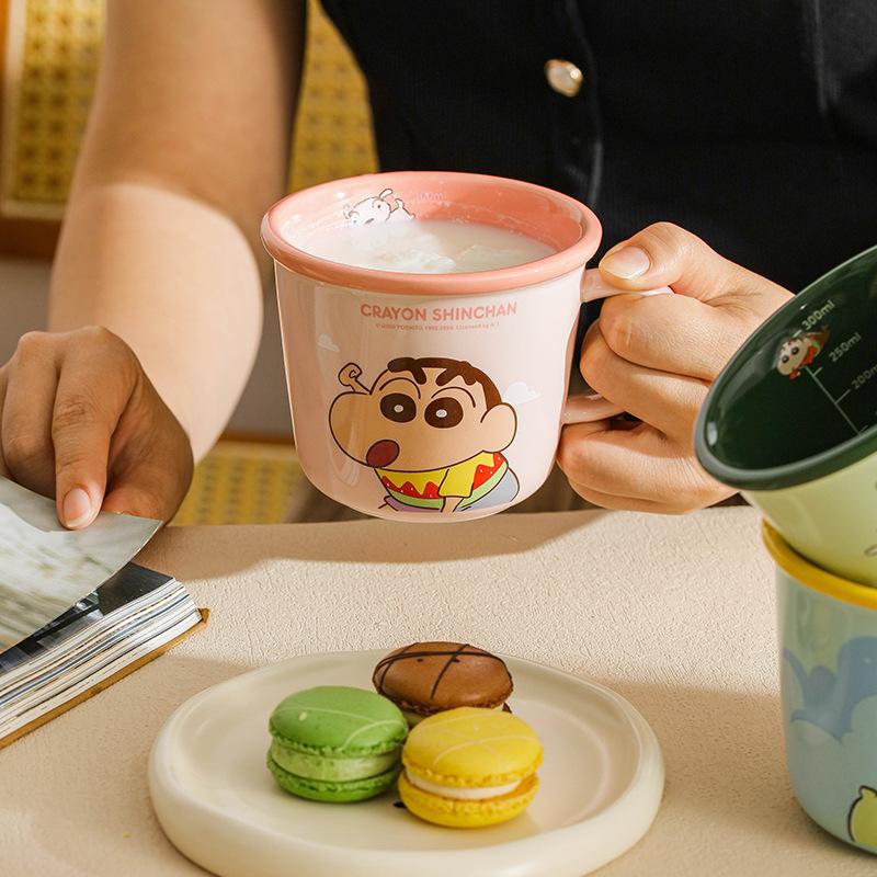 Crayon Shin Chan Mok Mokerk Co-Branded Anime Melkschaalbeker 340ml Schattige Cartoon Ontbijt Keramische Mok Waterbeker Kindercadeau