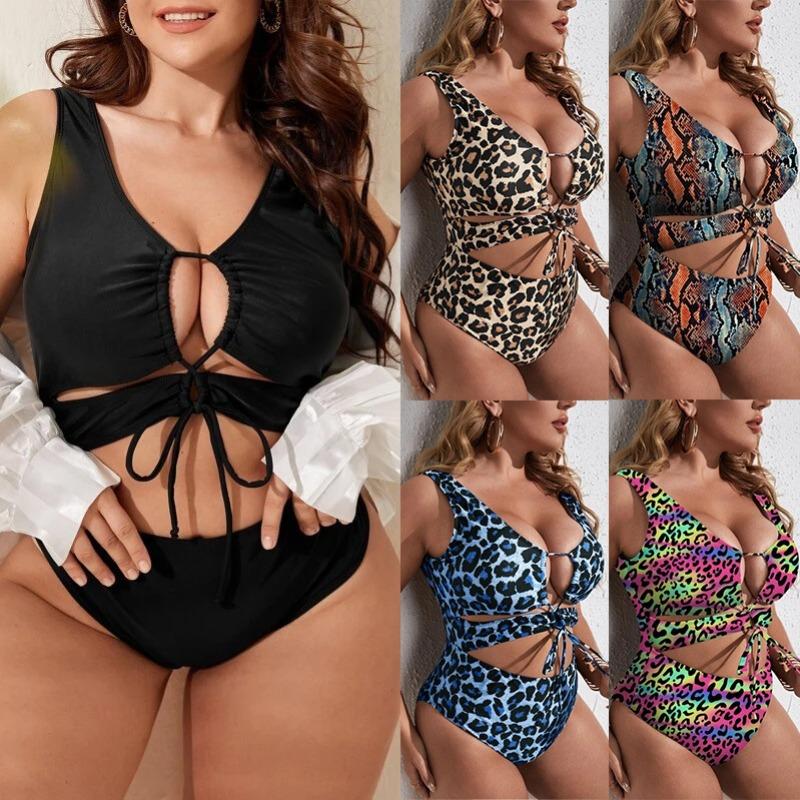2 New Women's One-piece Leopard Print Bikini Swimsuit Plus Size Fashion Swimsuit