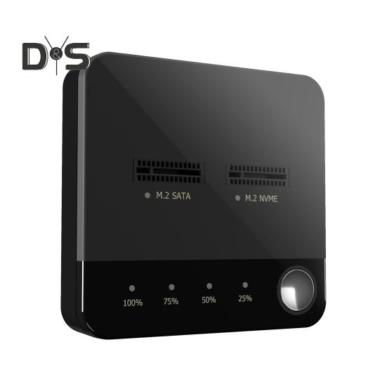 

Дубликатор SSD M.2 с двумя отсеками Передача данных Универсальная совместимость Компактный дизайн Портативный клонировщик жестких дисков со светодиодным индикатором чёрный