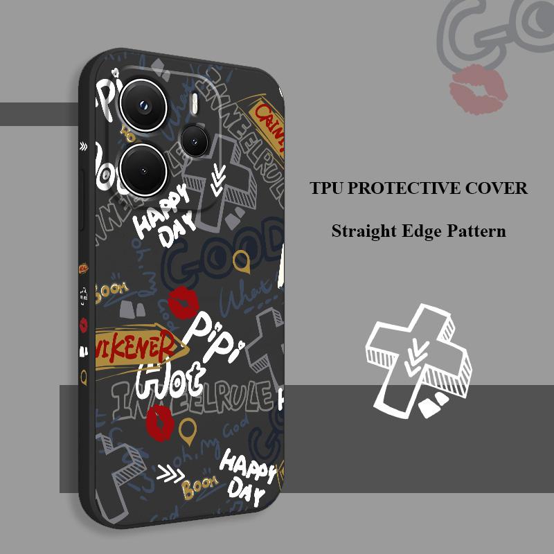 Trendy Graffiti Phone Case For Xiaomi Redmi Note 14 13 12 12S 11 11S 10 10S 15 15C 14C Pro Plus 4G 5G Liquid Silicone Cover