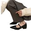 Retro Style Thick Heel Women Mary Jane Shoes Fashion Pointed Toe Ladies Lolita Shoes Comfort Office Pumps Footwear Women Loafers