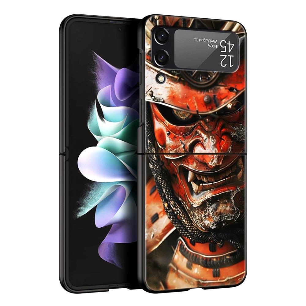 Samurai Hannya Mask Ghost Phone Case For Samsung Galaxy Z Flip3 Flip4 Flip5 Case Shell For Z Flip 3 4 5 6 Hard Folding Cover