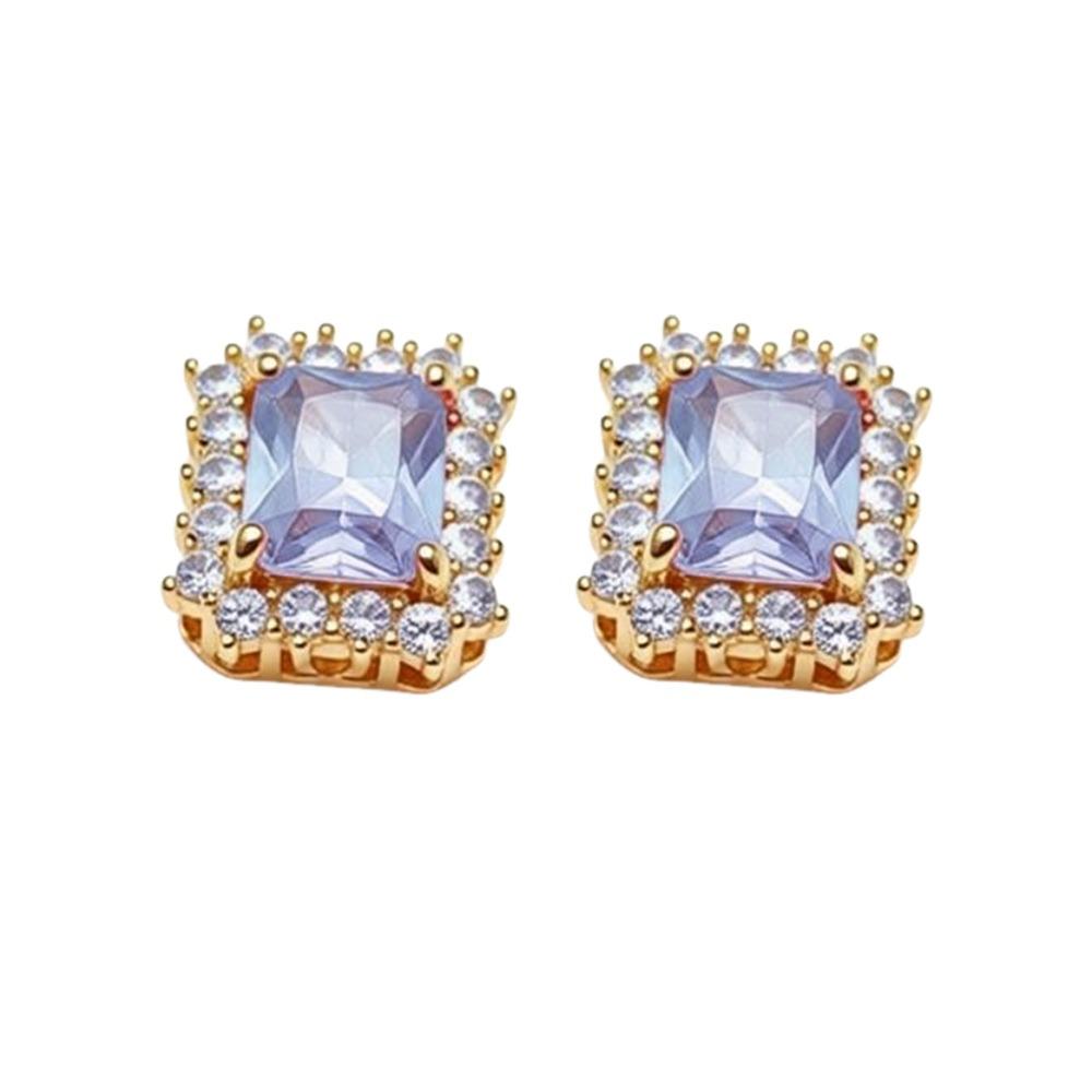 

2Pcs Rectangular Shape Spacer Beads Glitter Crystal Bracelets Beads Hair Jewelry Making Gold-Blue
