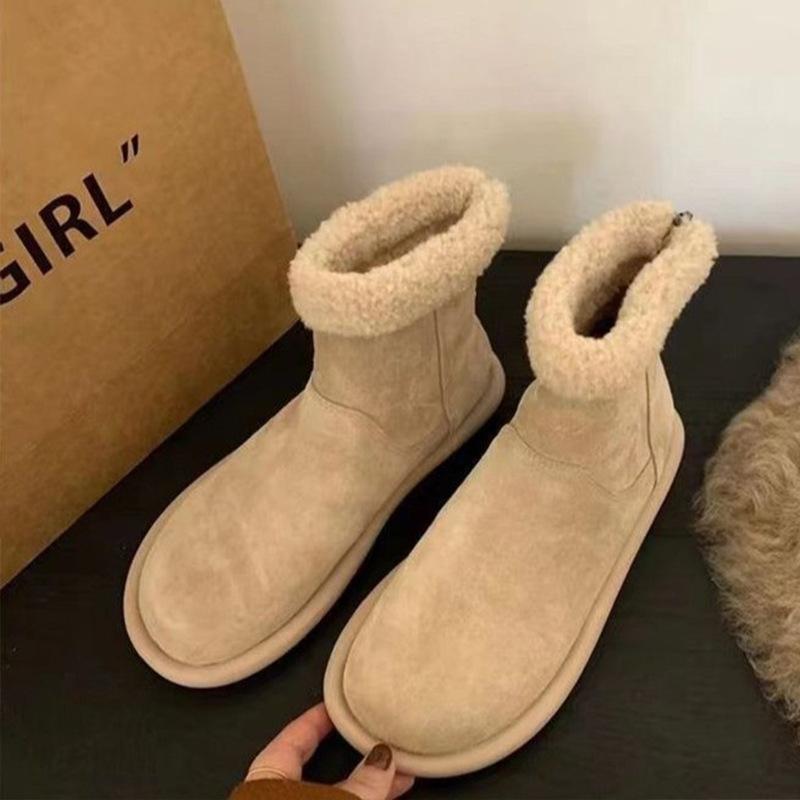 Women's Thick Bottom Fashion a Footstool Hairy Mouth Winter Lightweight Warm Anti Cold Snow Boots Non-slip Casual Sneakers Cotton Boots Fur Shoes