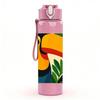 1PC Cartoon Cat Breed Collage 750ml Color Plastic Sports Water Bottle Leakproof Flip Straw Lid Suitable for Sports Office Home Use