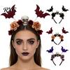 Festive Hair Decorations for Costumes Halloween Flower Skeleton Bat Headband, Gothic Floral Skull Bands, Spooky Theme Party Accessory, Lightweight No
