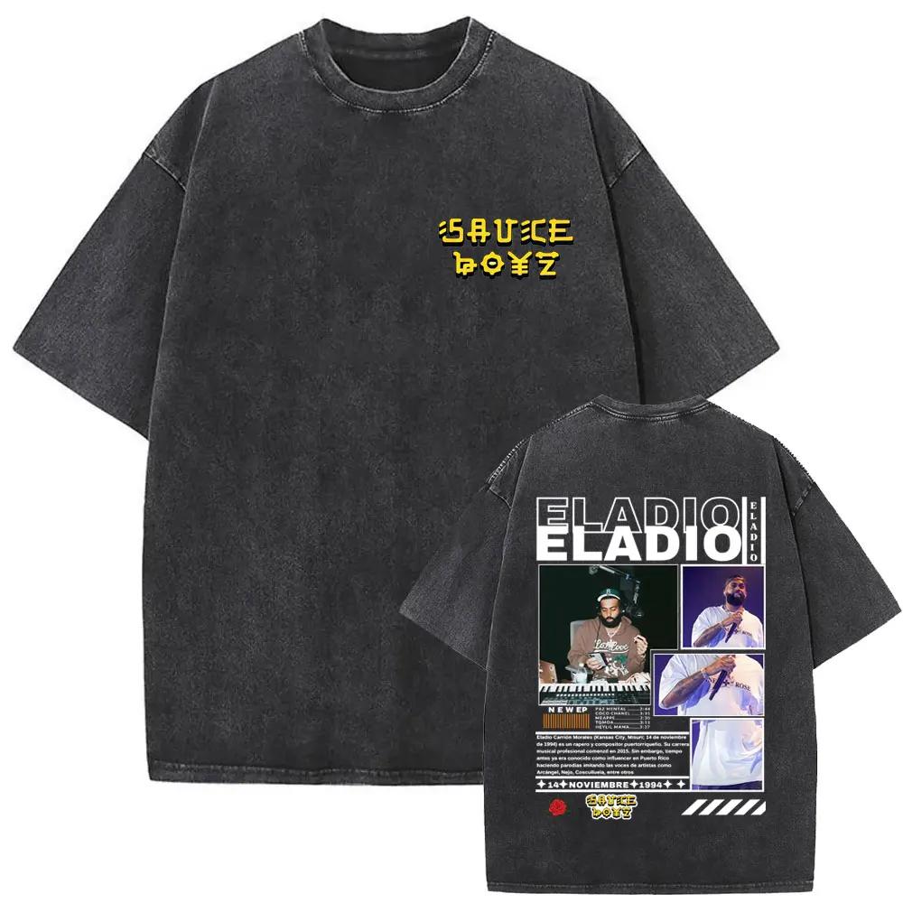 

Washed Vintage Rapper Eladio Carrion Music Album Cover Graphic T-shirt Men Women Hip Hop Fashion Pop Music T Shirts Streetwear S