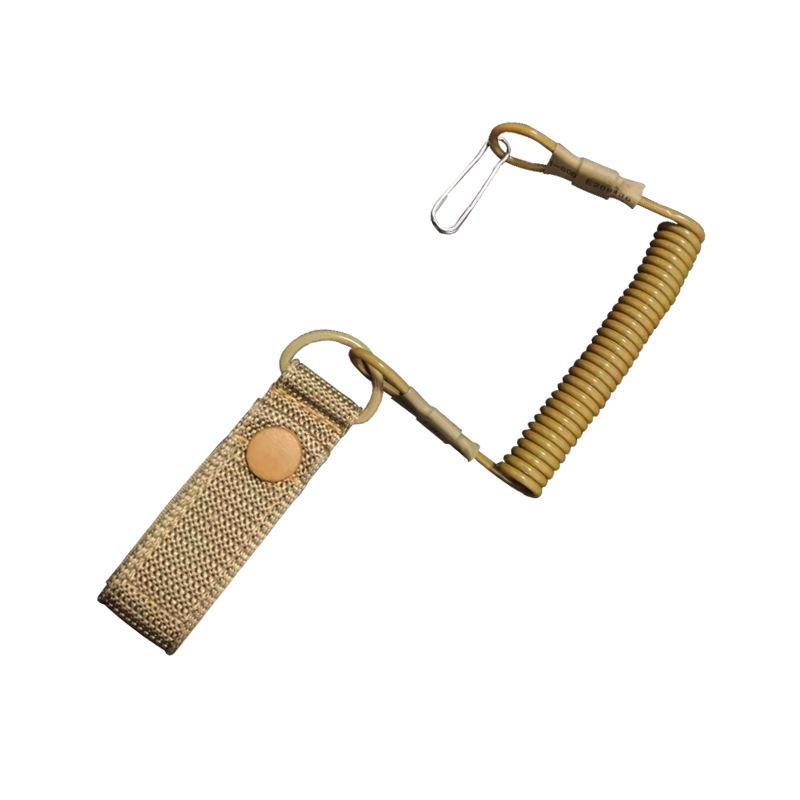 Tactical Spring Gun Rope Outdoor Belt Seal Waist Chain Anti-loss Multifunctional Wire Spring Lanyard Hiking Buckle Key Chain