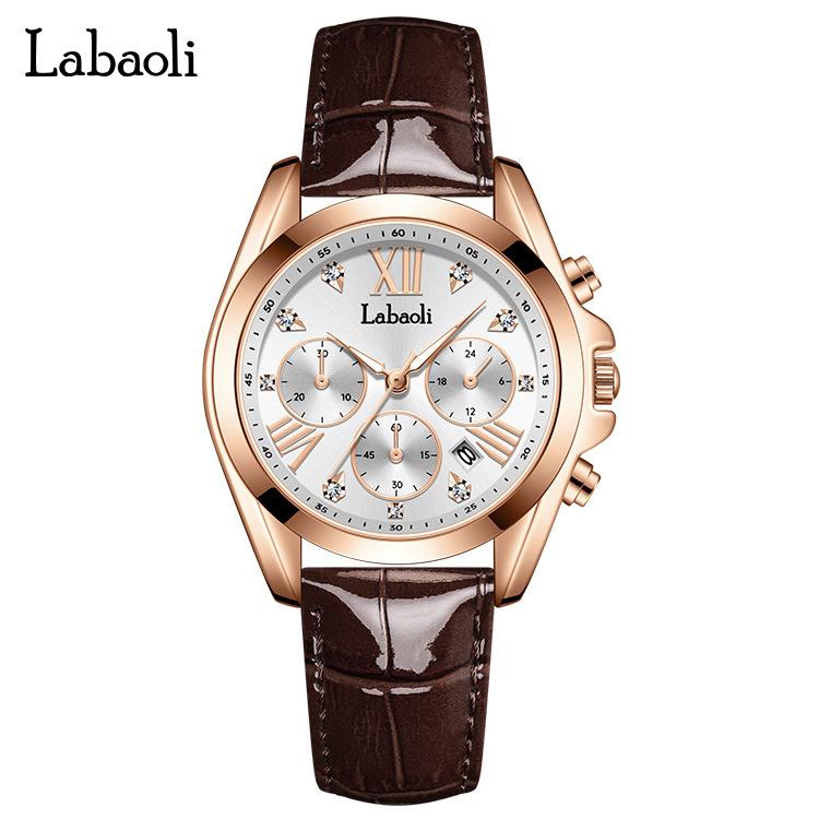 

Labaoli Watch Belt Women S Watch Business Style Fashion Watch Calendar Women S Watch темно-коричневого кольору