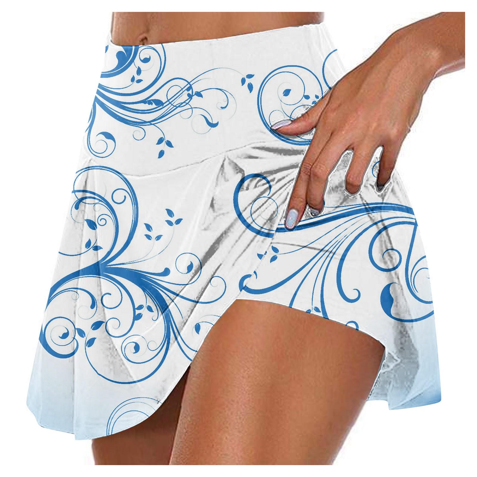 

Женские спортивные эластичные плиссированные теннисные юбки для бега, йоги, внутренние шорты, эластичные спортивные шорты для гольфа L синий