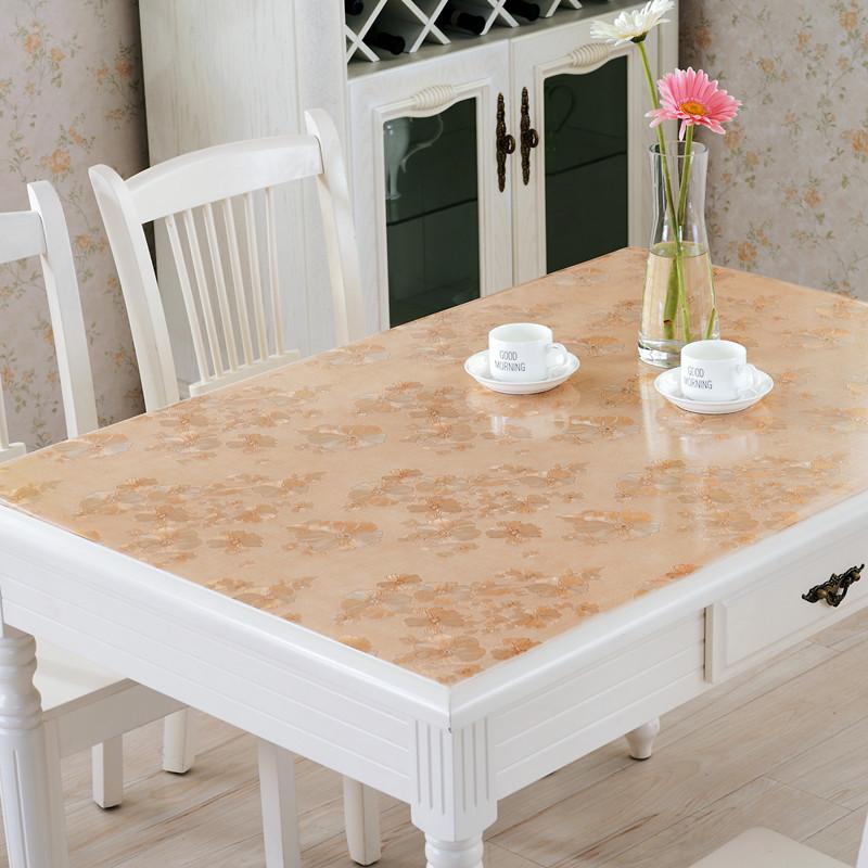 Factory Direct Sales, Tablecloth Waterproof And Oil-Proof Leave-In Pvc Soft Glass Household Nordic Dining Table Cloth Coffee Table Mat Thickened