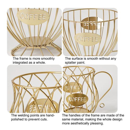 Coffee Pods Holder Mug Shape Coffee Capsule Basket Metal Wire Coffee Pods Organizer for Home Cafe Counter Table Bar