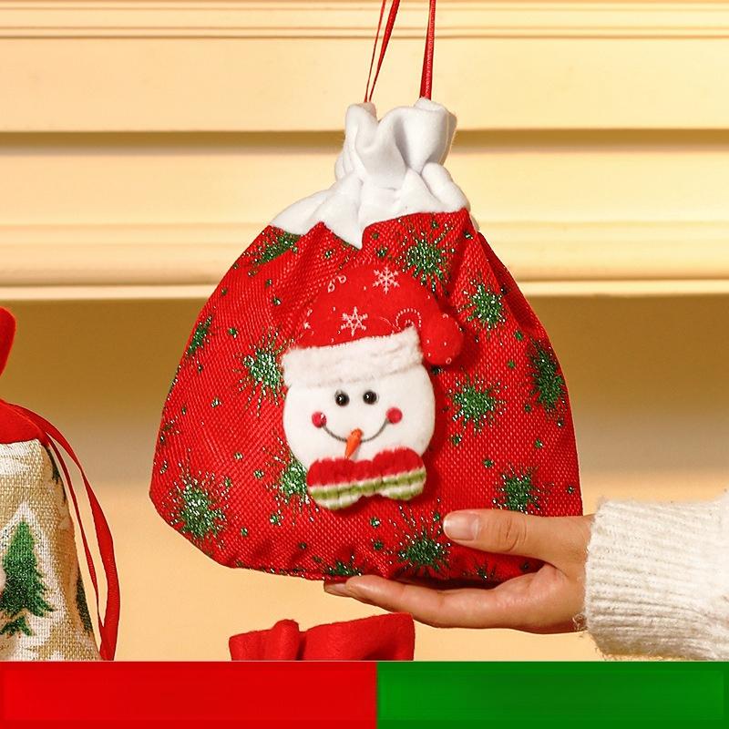 Christmas Gift Bag, Linen Cartoon Christmas Candy Bag Tote Bag Santa Gift Bag
