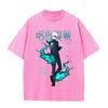 2026 Anime Graphic Washed T Shirt Unisex Oversized Cotton Short Sleeve Tee Harajuku Streetwear Manga Fan Casual Daily Tops
