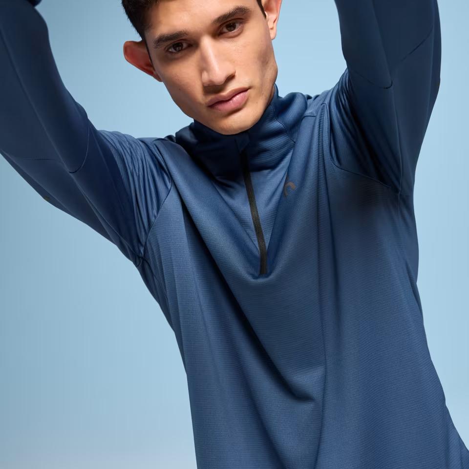 On Climate Comfortable Moisture-Wicking Warm Fitness Wear Men tops Navy-Blue 1ME10600488