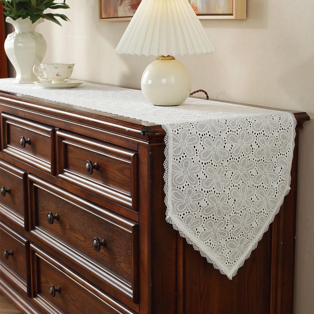 Kitchen Coffee Dining Table Rustic Farmhouse Living Room Bedroom Dresser Decor Lace Hollow-out Macrame Table Runner