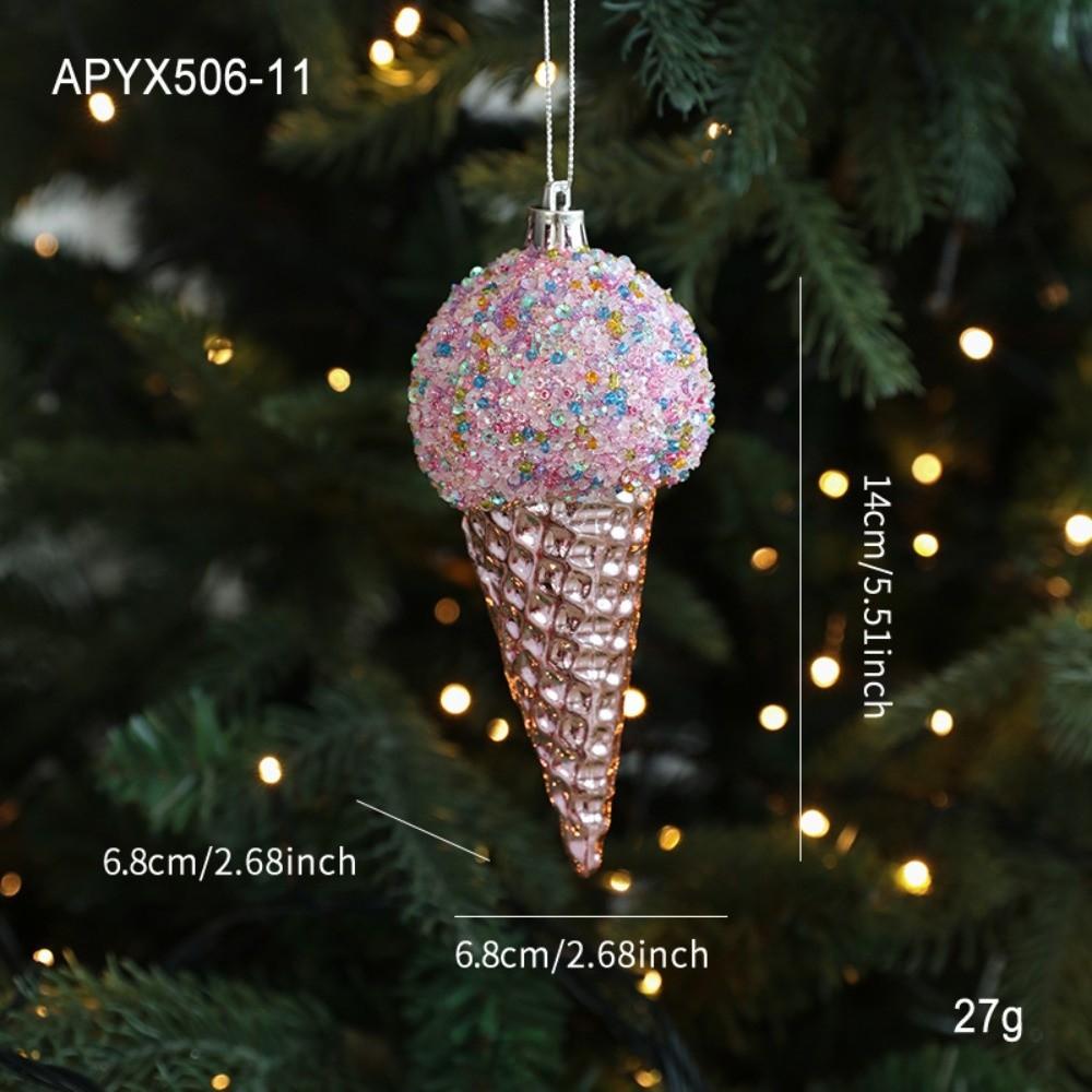 Snowflake Christmas Tree Ornament PVC 3D Pink Pendant DIY Lollipop Ornaments Holiday Decor
