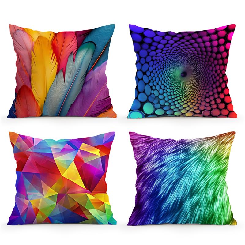 Colored Pattern Cushions Pillowcase Printed Polyester 45X45Cm Throw Pillow Cover Decorative Sofa Cushion Pillowslip Home Decor