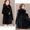Imitation Mink Fleece Fur Coat Mother's Winter Warm Cotton Coat Mid-length Fashion Hooded Thick Coat