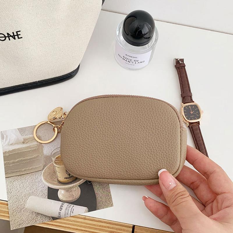 Mini Pu Keychain Coin Purse Lipstick Pouch Makeup Storage Earphone Storage Bag Wallet Korean Style Bag Pendant Accessories