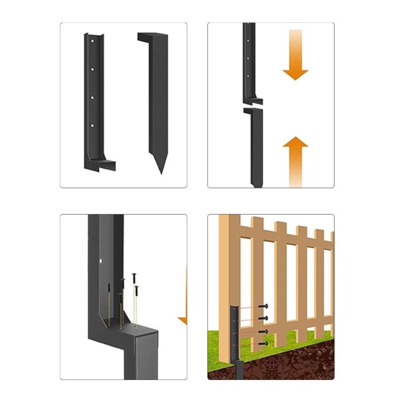 Fence Repair Kits Thickened Metal Fence Support Stakes Solid Ground Spikes Quick Fix Post Stabilizer For Repair Tilted