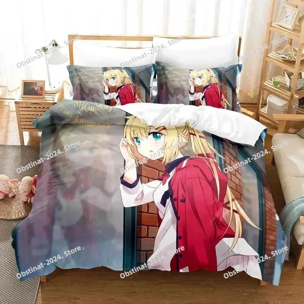 Anime Akai Hato Beding Set Printed Bed Linen Set With Pilowcase Bed Soft Duvet Cover Soft Single Double Quen Super King-Sized Dimensionsd Dimensions