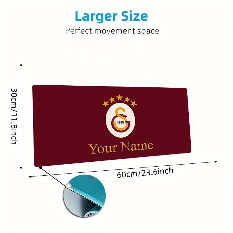 Galatasaray S1 Custom Name Large Size Mouse Pad Large Gaming Table Cushion Non-slip Laptop Tablet Big Mousepad XXL Mat Mini PC Playmat With Lock Edge